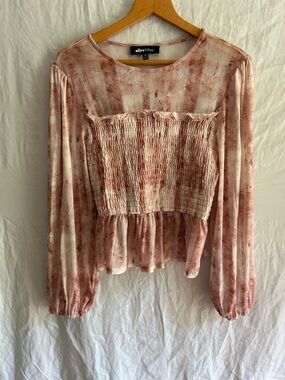 Balletcore Sheer Mesh Smocked Top / Cottagecore Rose Tie-Dye